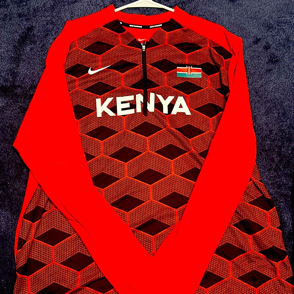 NWT Nike Running Dri-FIT Fall Element Kenya Man XLarge 1/2 Zip L/S Top Shirt
